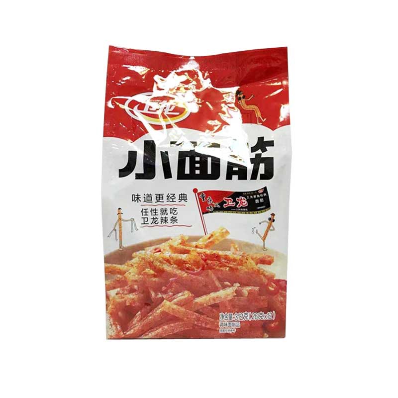 卫龙小面筋312g(26g*12)家庭分享装 辣条调味面制品 整箱=12大包