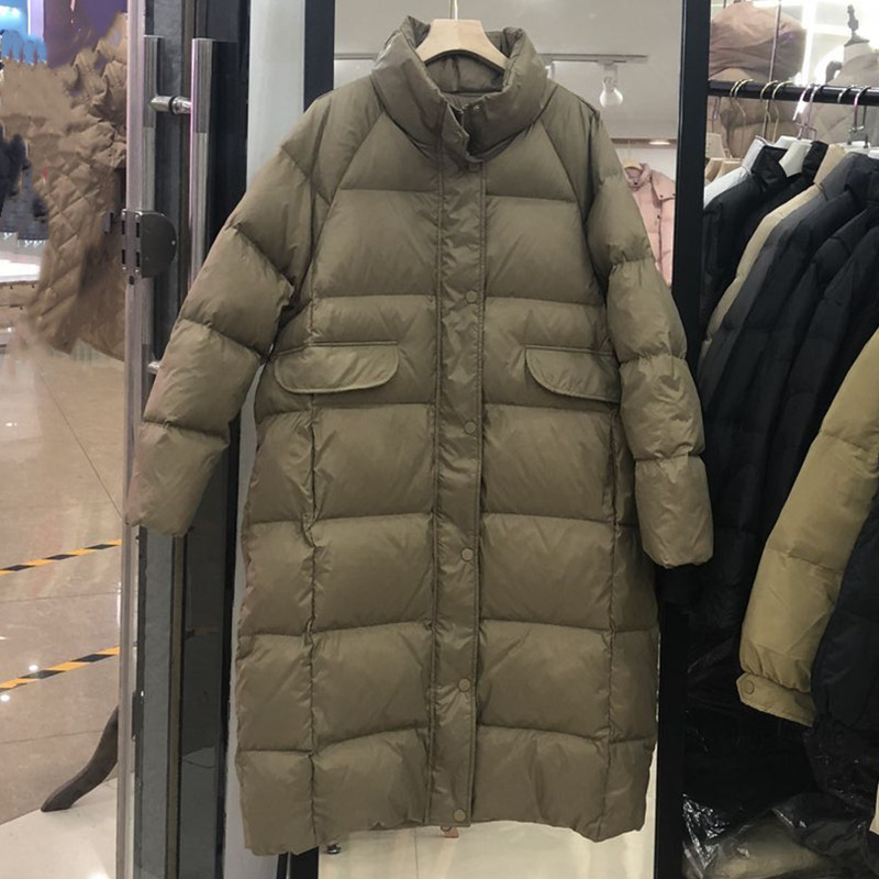 2023新款羽绒服女中长款韩版宽松时尚休闲立领外套厂家批发-阿里巴巴