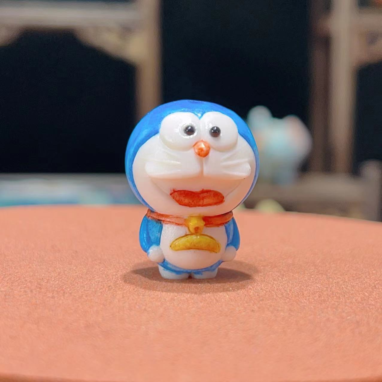 文玩鹿角雕刻根付哆啦a梦叮当猫可爱文玩配饰手串搭配项链吊坠挂