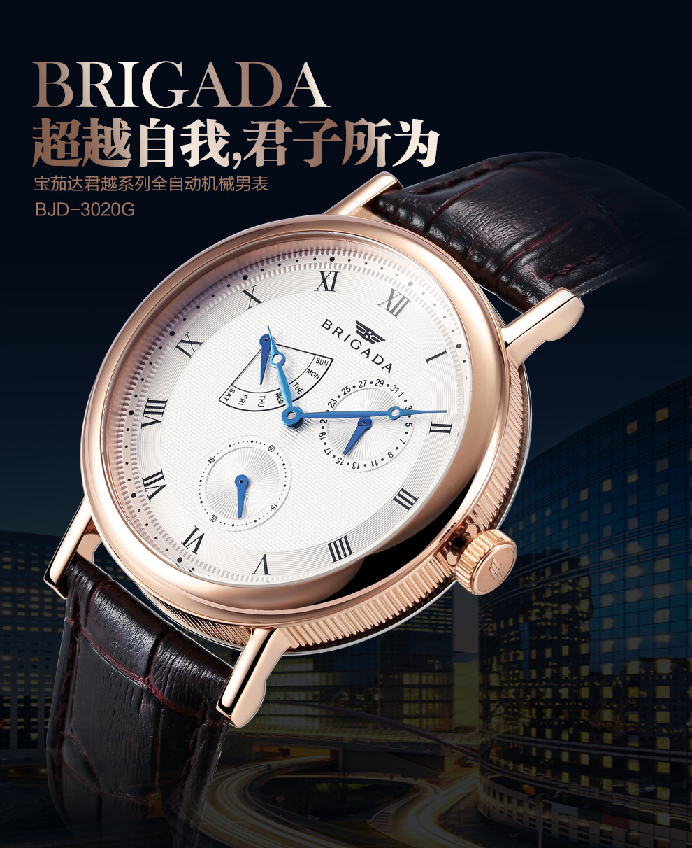 宝茄达厂家批发男士全自动机械表新款时尚 腕表生活防水30m腕表