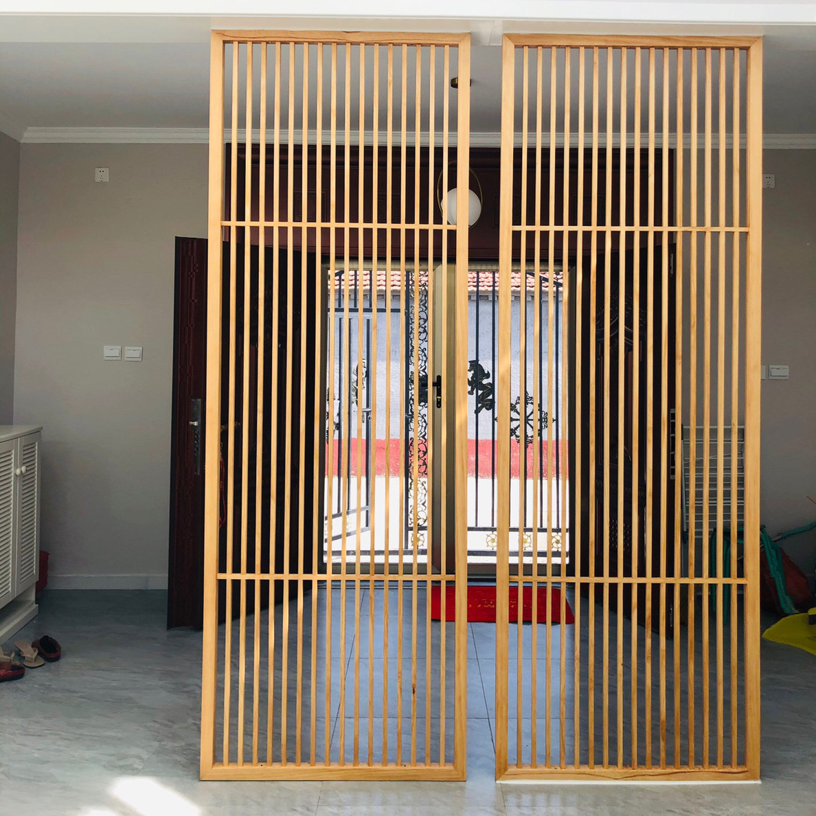 新中式客厅屏风走道玄关入户隔断镂空木格栅实木花格简约日式格子