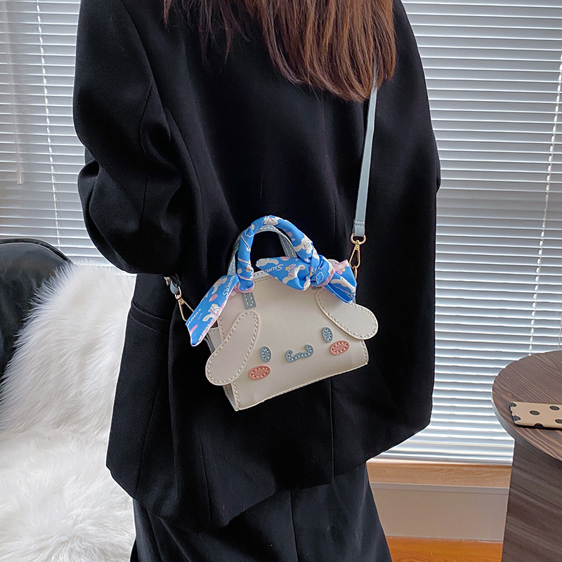 Women's Bag Handmade DIY Material Bag Homemade Japanese Cute Puppy Bow Portable Shoulder Bag Pu Messenger Bag