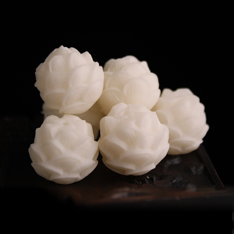 Five-Layer Lotus Carved Handmade Diy Accessories White Jade Bodhi Lotus Scattered Beads Wholesale Bodhi Root Carved Lotus