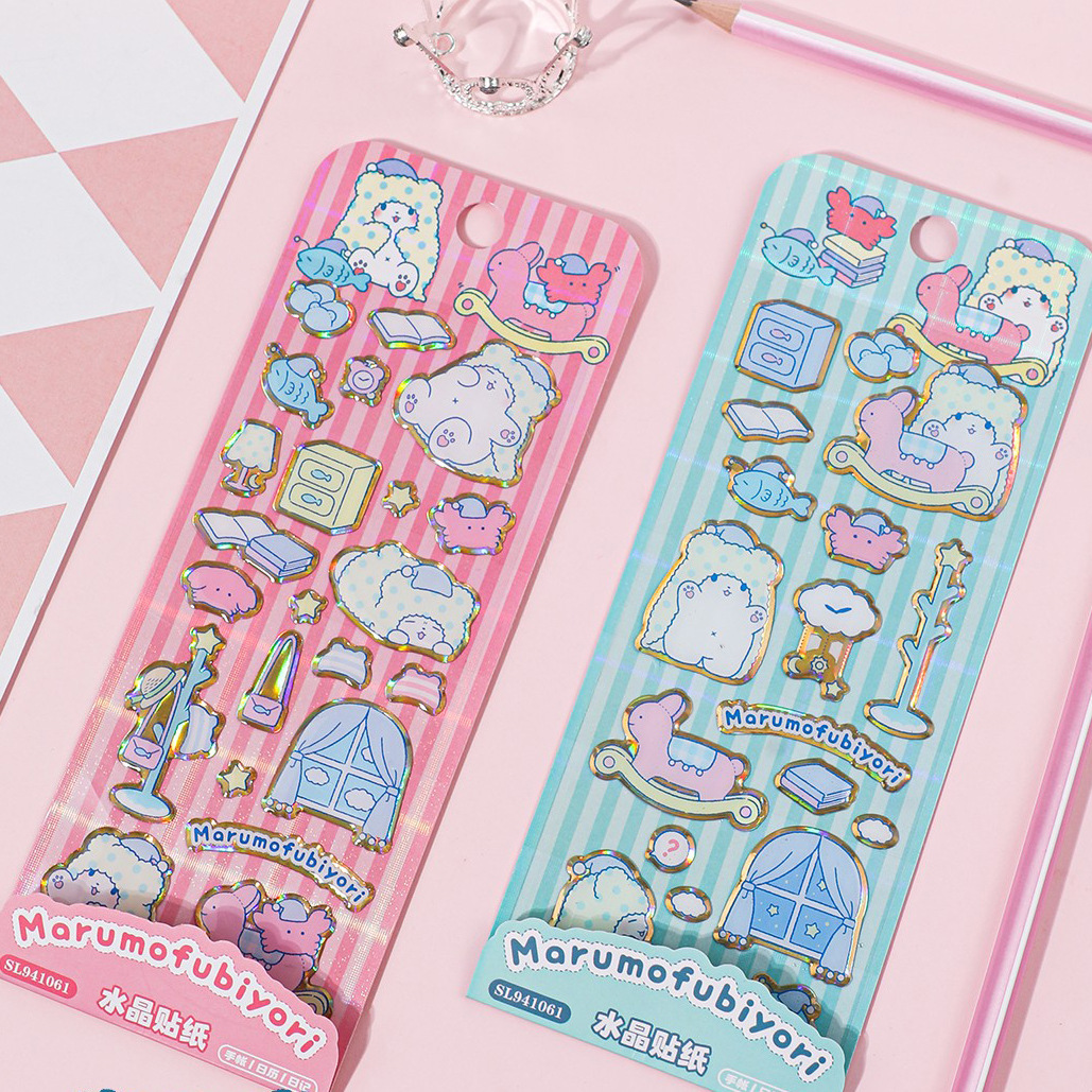 广博文具 正版三丽鸥家族毛毯熊款水晶贴纸学生卡通装饰儿童贴画