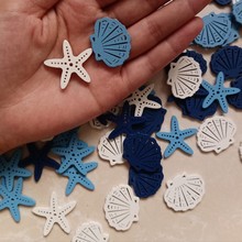 50个/包3cm海星贝壳海洋风木片环创diy木质装饰片手工毛衣装饰扣