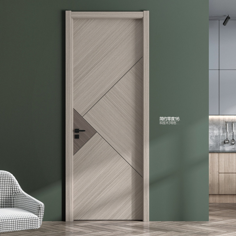免漆木门现代轻奢科技木实木复合门卧室房间门室内门极简工厂直销