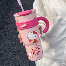 hellokitty巨无霸保温杯女生高颜值吸管水杯可爱杯子办公室冰霸杯