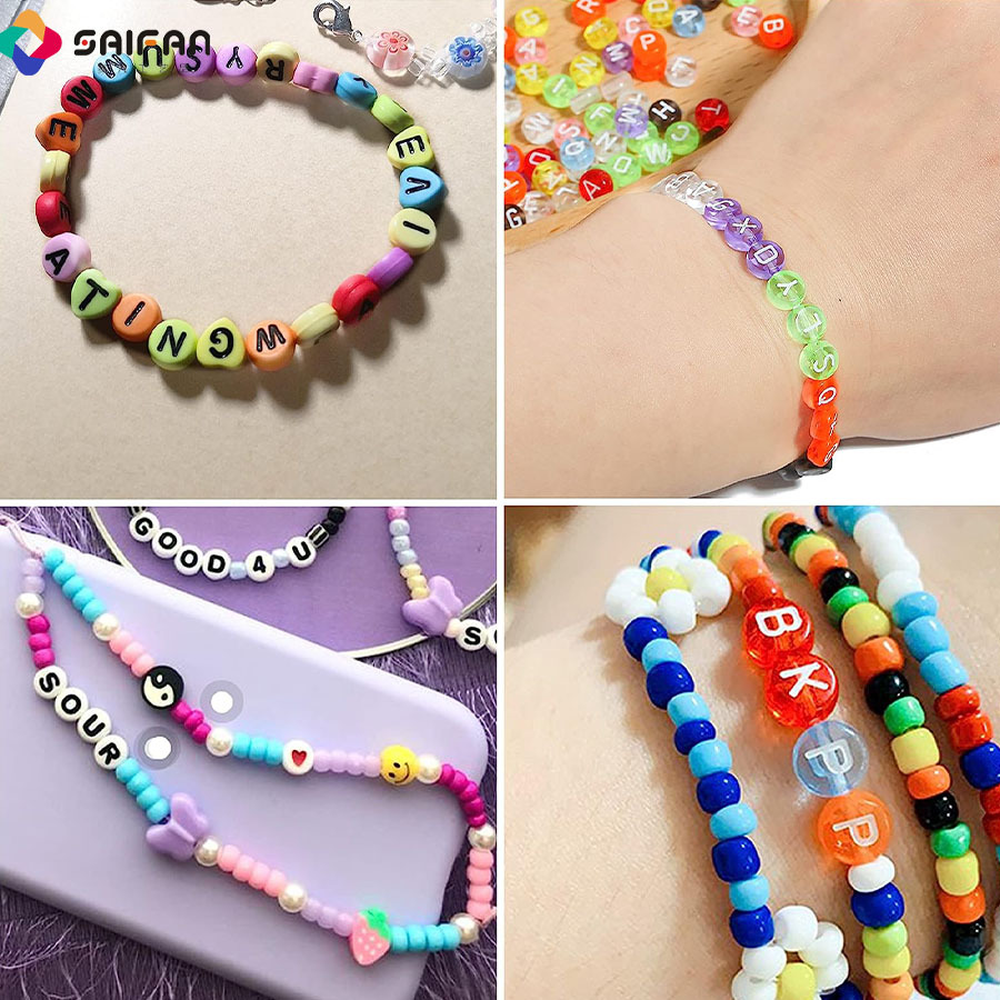 Beaded Beads Scattered Beads DIY Bracelet String Beads DIY Accessories Materials Letters Bead String Jewelry Accessories Necklace Full Set