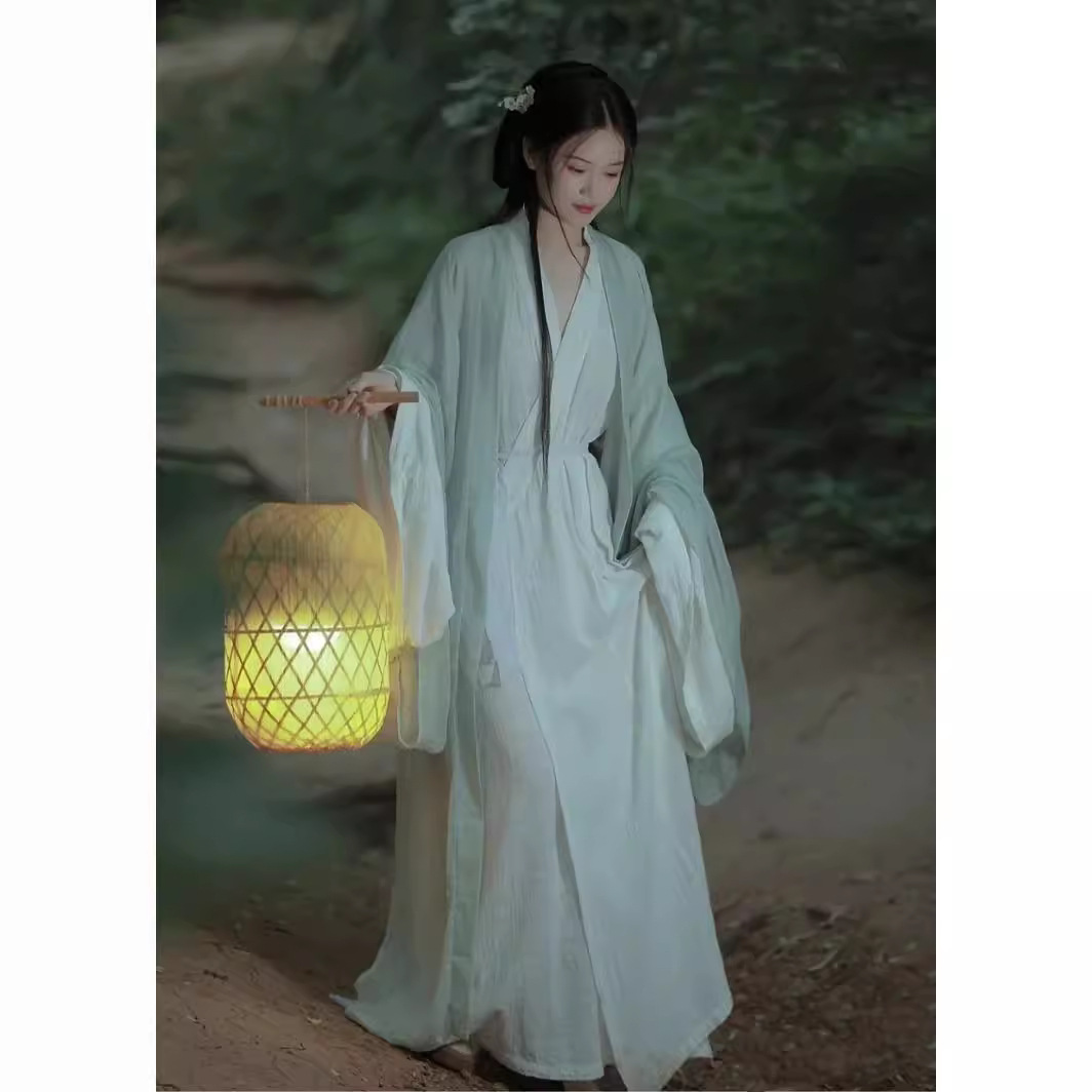 新款清冷系汉服女魏晋风古装套装古风飘逸仙气直裾广袖流仙裙古装