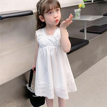 夏季女童连衣裙宝宝网红洋气儿童个性潮牌韩版蕾丝白色公主背心裙