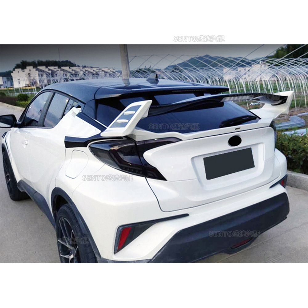 适用于2016-2020丰田奕泽 chr改装大尾翼定风翼带led灯尾翼扰流板