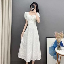 白色连衣裙夏季2024新初恋法式复古温柔风甜美可盐可甜气质小裙子