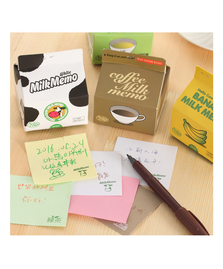 韩国可爱牛奶盒抽取便利贴小巧便携牛奶咖啡备忘录加厚创意便签纸