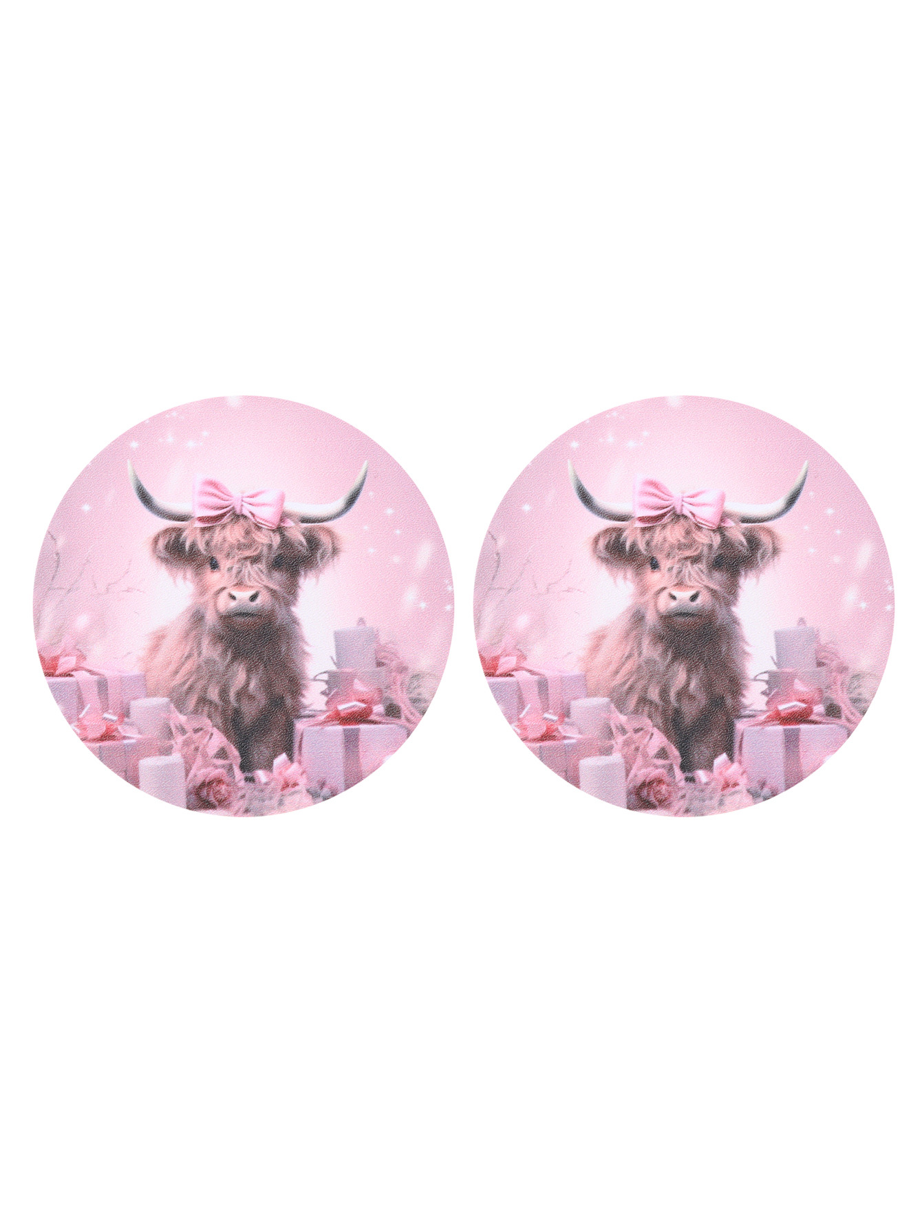 Cross-Border Bowknot Cow Head Love Milk Tea Ice Cream Pattern Leather Coaster Aliexpress Amazon