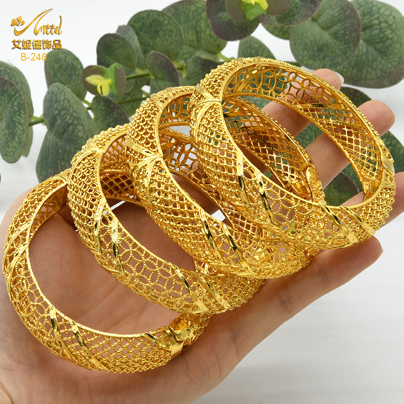 24K Dubai Alluvial Gold Bracelet Ornament Gold Bracelet Indian Bride Wedding Alluvial Gold Bracelet Gift in Stock Wholesale