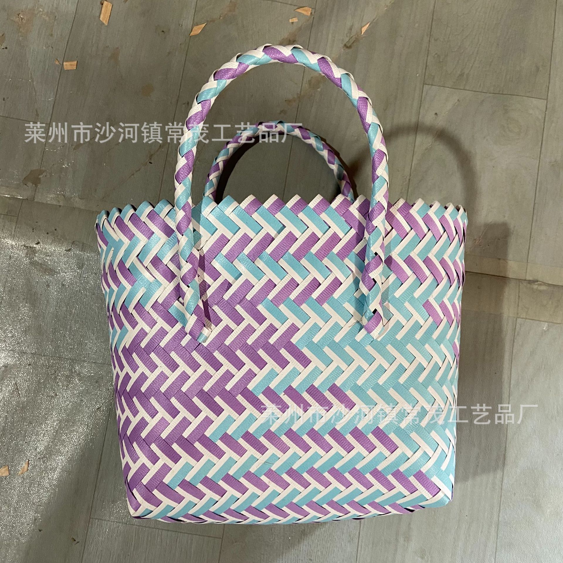 Hand-Woven Handbag Oblique Woven Knitted Basket, Horizontal, Square, Small Square Bag, Casual Women's Bag