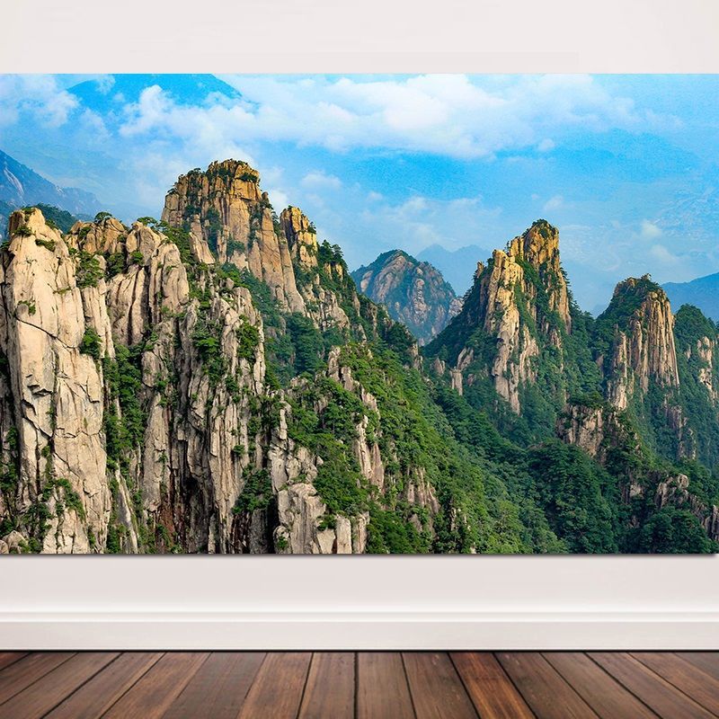 背有靠山镇宅聚财群山山峰山脉自粘沙发电视背景墙客厅书房卧室画