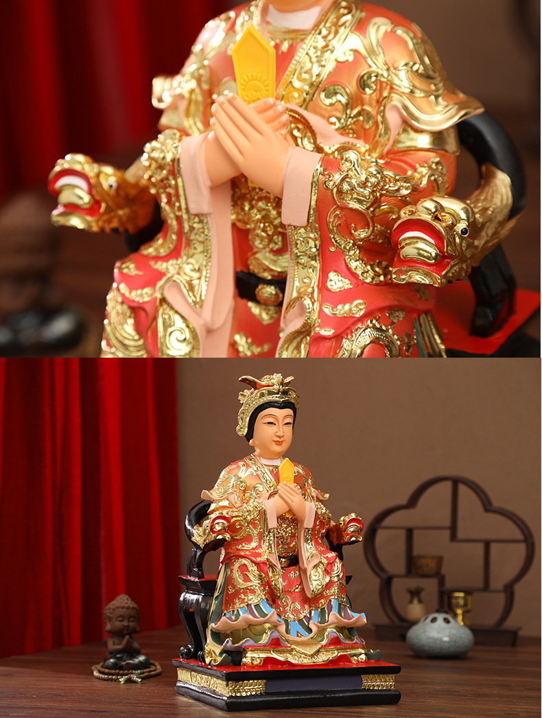 家用供奉泰山圣母娘娘三宵泰山奶奶树脂佛像摆件老母神像碧霞