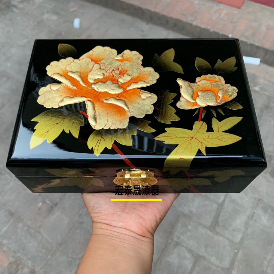 平遥漆器首饰盒山西漆器珠宝木质收纳盒闺蜜生日礼物-阿里巴巴