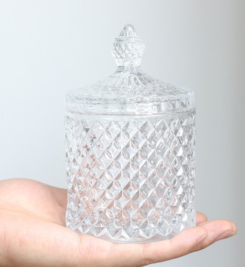 Color Glass Jar Storage Jar European Style Roman Snack Jar Wedding Jewelry Box with Lid Candy Dish Cotton Box Candle