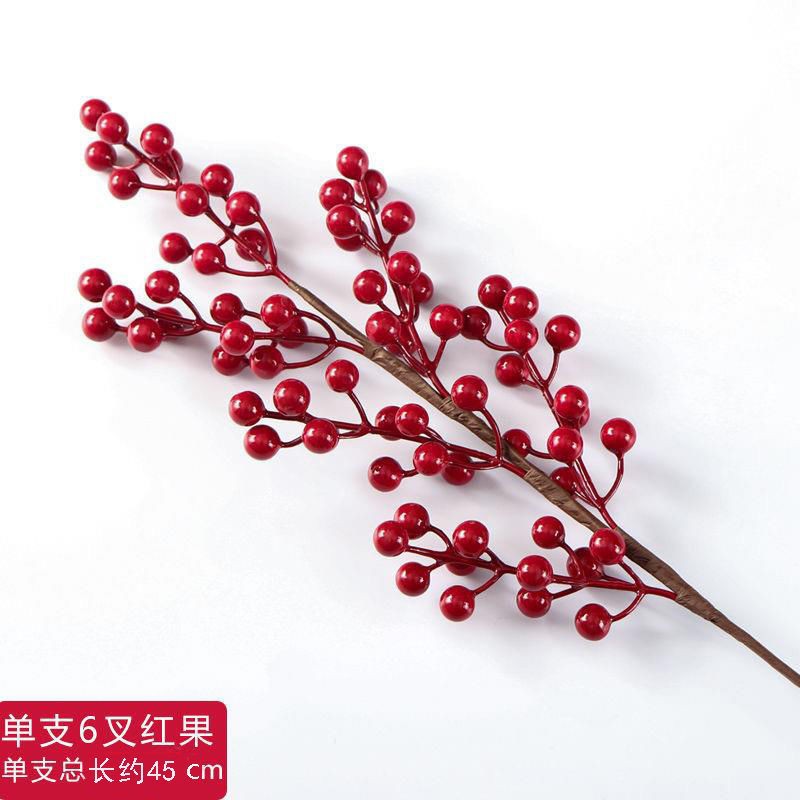 Chinese Hawthorn Fortune Fruit Artificial Flower Lovesickness Red Bean Ceramic Glass Vase Flower Arrangement Christmas New Year Floor Stand Dried Flowers Furnishings
