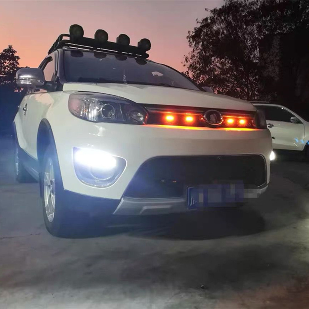 汽车通用轿车越野车皮卡中网灯前脸改装led小黄灯日行灯装饰灯