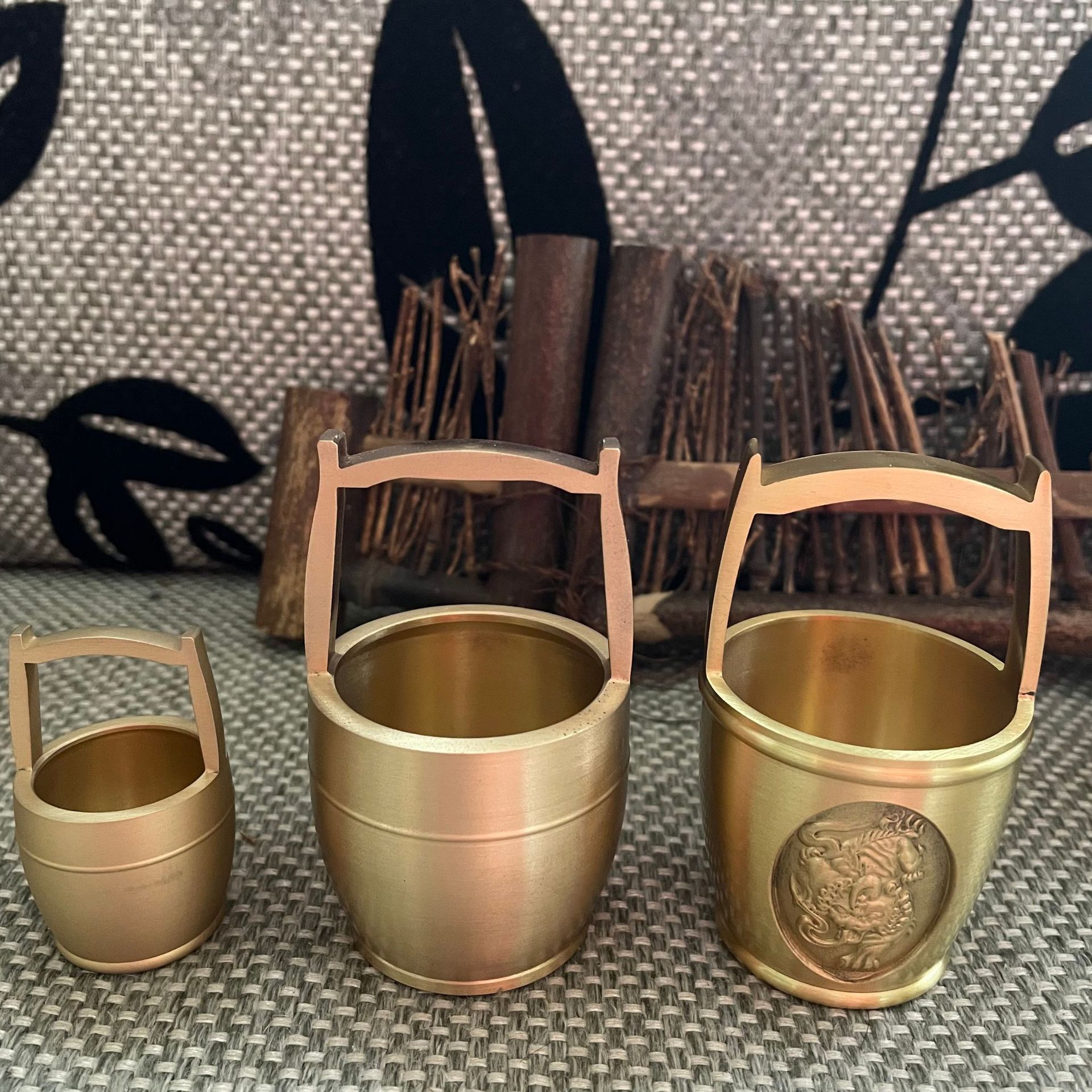 Brass Metal Crafts Gold Barrel Small Bucket Chopsticks Barrel Crafts Small Copper Brass Crafts
