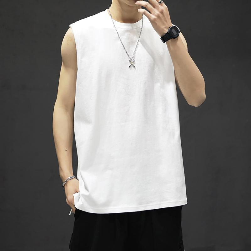 工厂大码无袖背心男纯棉夏季宽松潮牌外穿加肥加大胖子白色打底衫
