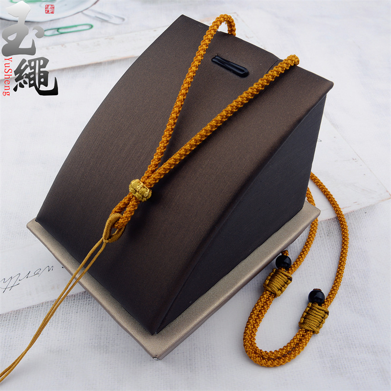 手工编织莲花座挂脖绳子精工金丝线编织吊坠绳翡翠蜜蜡黄金项链绳