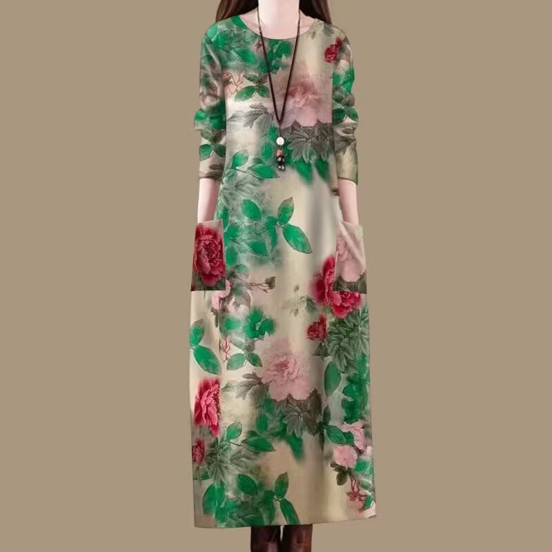 清仓捡漏~高档气质韩版女2024春秋新款长袖中老年妈妈装连衣裙女