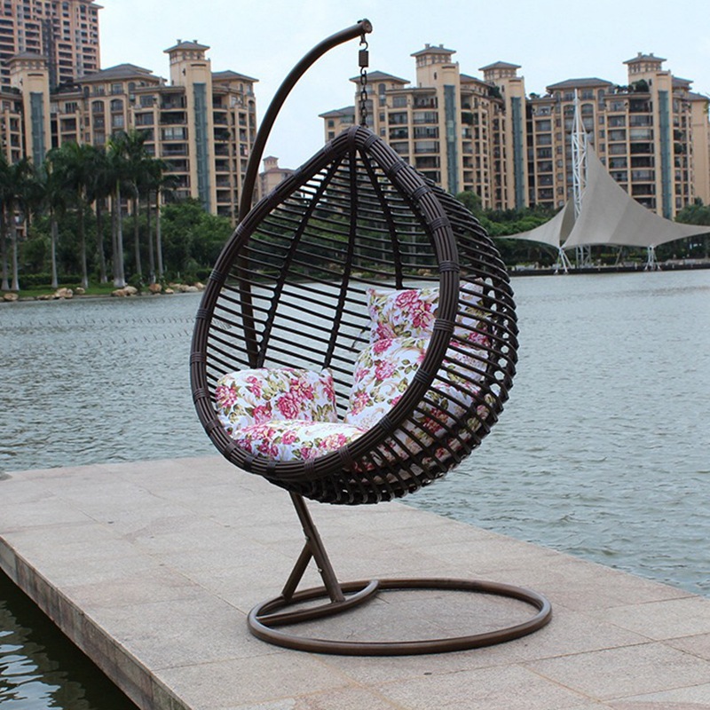 户外吊椅秋千阳台网红摇椅庭院花园酒店休闲室外藤编秋千吊篮跨境