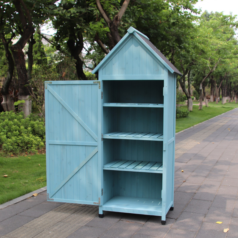 户外储藏柜阳台花园庭院防腐木杂物工具房置物箱室外田园收纳柜子