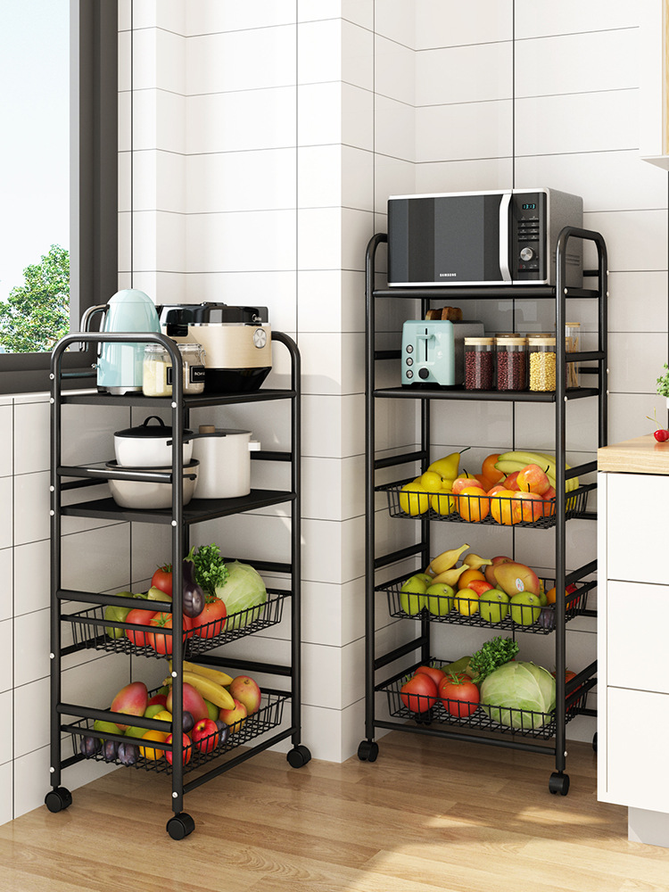 厨房移动手推车蔬菜置物架多层杂物架夹缝储物架水果抽拉式收纳架