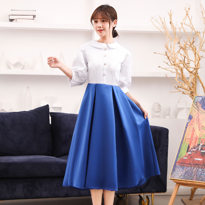 新款大合唱团演出服女长裙大学生诗歌朗诵比赛演讲服装主持人礼服