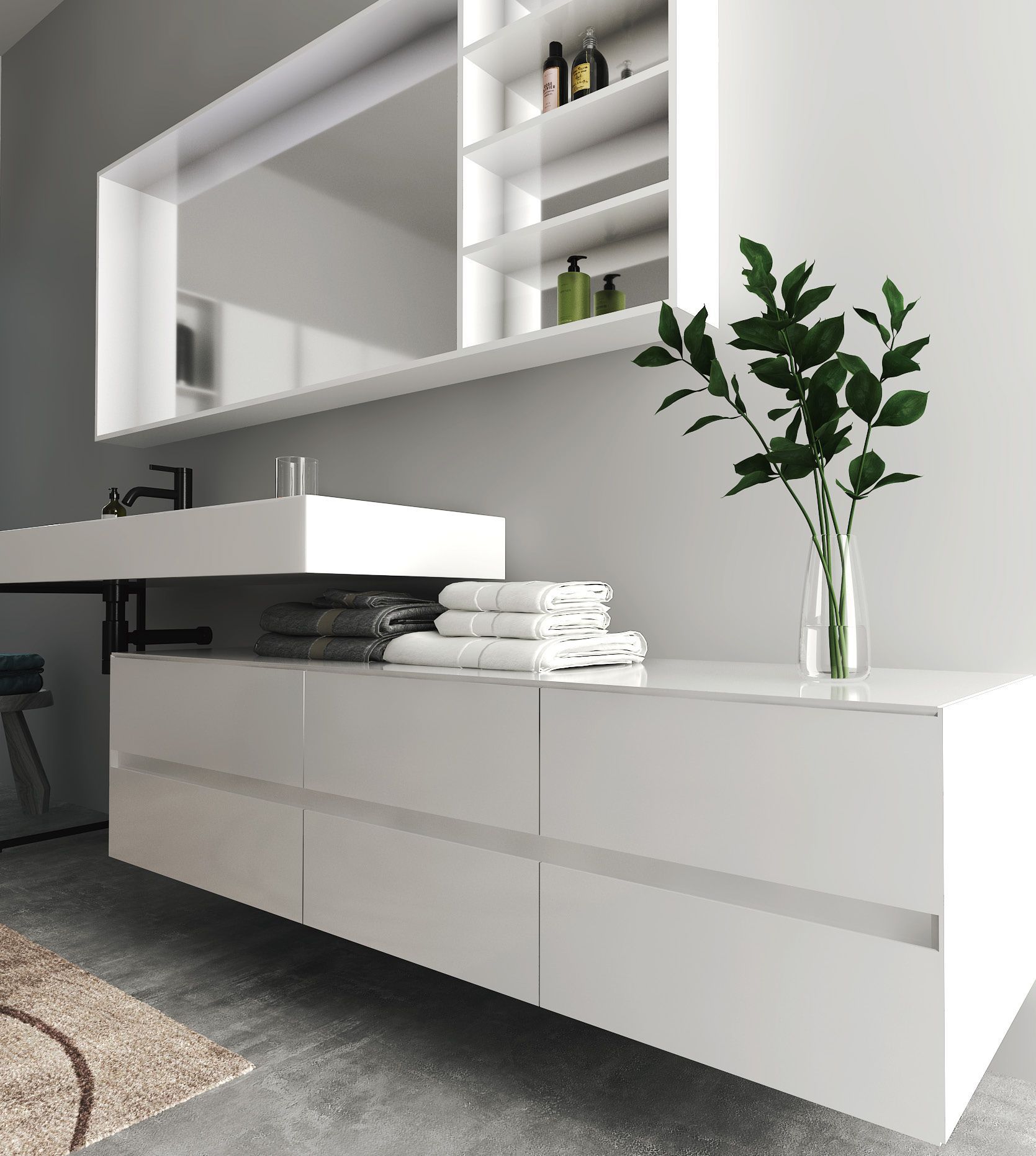 法标简约置物浴室柜组合挂墙式亚克力一体洗漱台盆智能镜整体卫浴