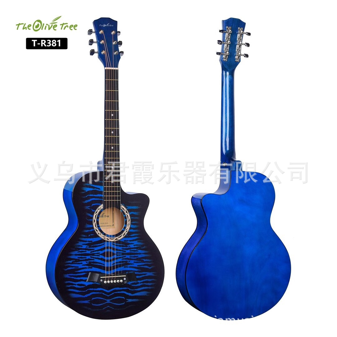 SOURCE Factory Direct Supply 38-Inch Tiger Pattern Wooden Guitar Practice Piano Beginner Practice Guitar Hot-Selling Wooden Guitar