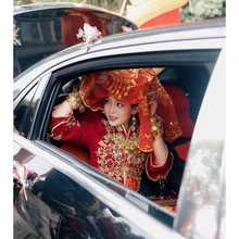 红盖头半透明蕾丝刺绣头纱新娘盖头中式结婚秀禾复古头饰女