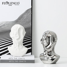 佛洛伦克北欧新款抽象艺术人物陶瓷摆件样板房玄关书柜创意小雕塑