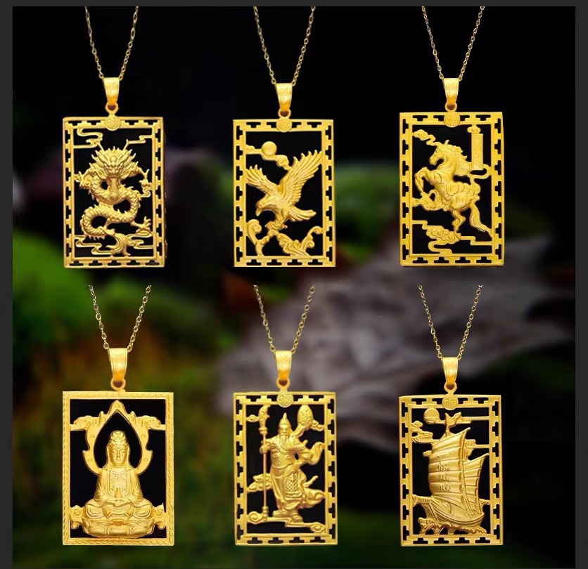 s925纯银古法银和田玉石墨玉方牌女复古国潮吊坠直播礼品送男友无