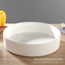 陶瓷圆碗创意个性菜盘水果碗沙拉碗直边深盘白瓷ceramic bowl
