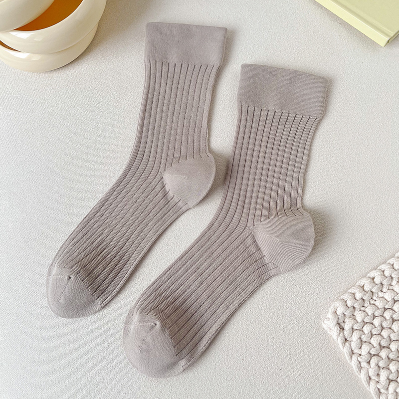 Spring and Autumn Bunching Socks Anti-Pilling Cotton Yarn Socks for Women Sweat-Absorbent Breathable Mid-Calf Socks 2024 New Boneless Long Stockings