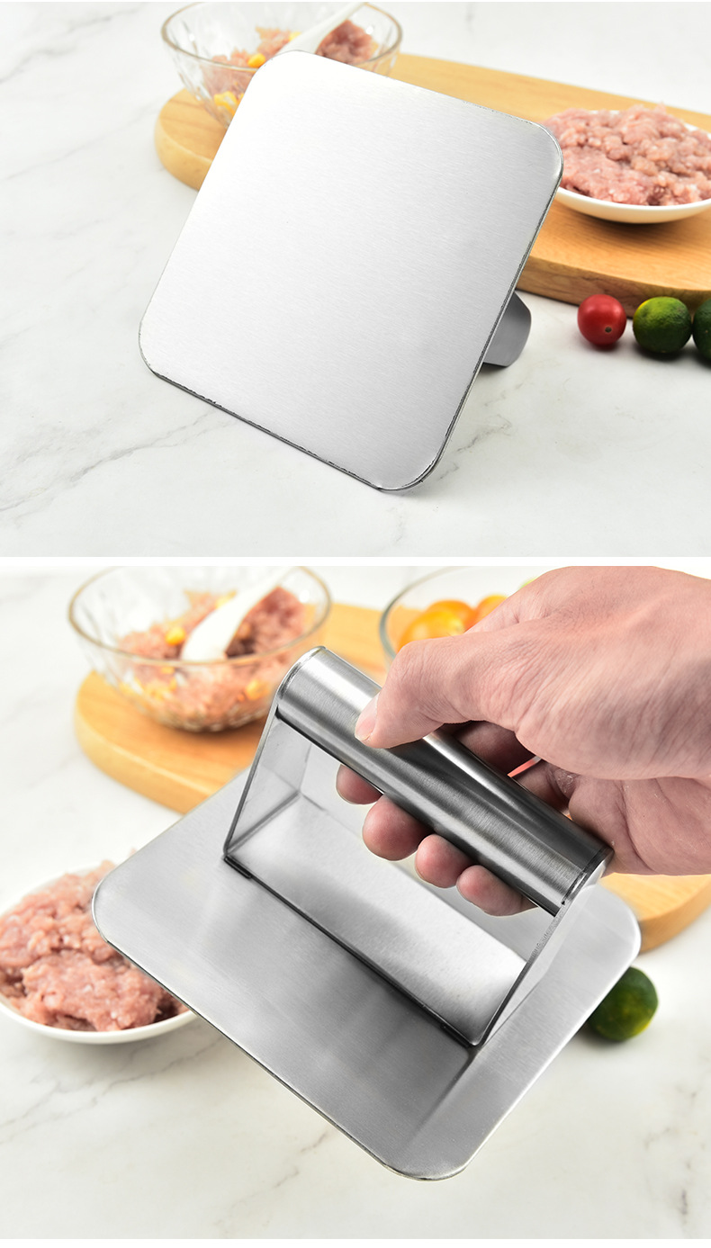 304不锈钢方形压肉器手动压肉饼器 汉堡压肉模具压肉扒器厨房工具