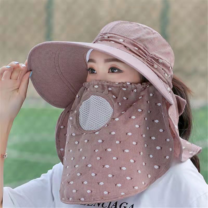 Sun Protection Hat Children's New Summer Hat Face Cover Sun Hat Mask Summer Hat UV Protection Tea Picking Cycling Sun Hat