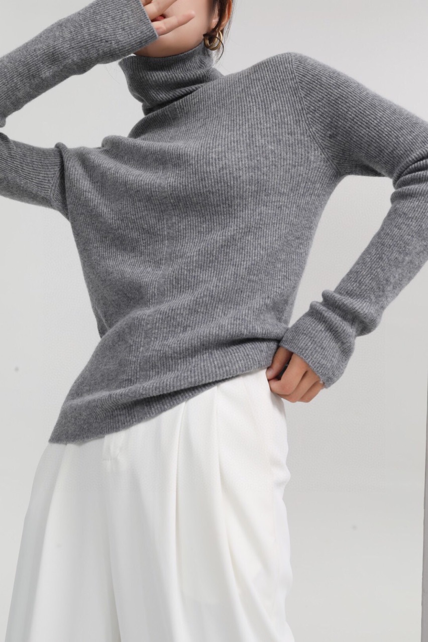 秋冬新品100%纯羊毛高领堆堆领毛衣 高领无缝一体全羊毛衫打底衫