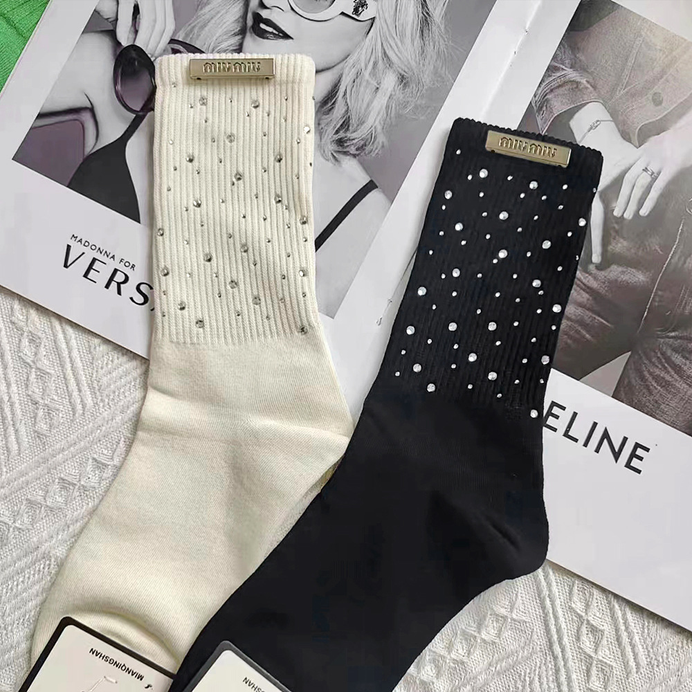 Spring and Summer Thin Lace Tube Socks Women's Ins Trendy Personality Classic Style Bow All-Match Cotton Socks European Goods Trendy