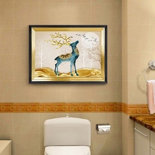 批发横版卫生间防水装饰画北欧美式油画风景客厅浴室墙壁挂画免钉