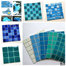 游泳池陶瓷马赛克景区陶瓷蓝色马赛克瓷砖地中海鱼池水池拼图装饰