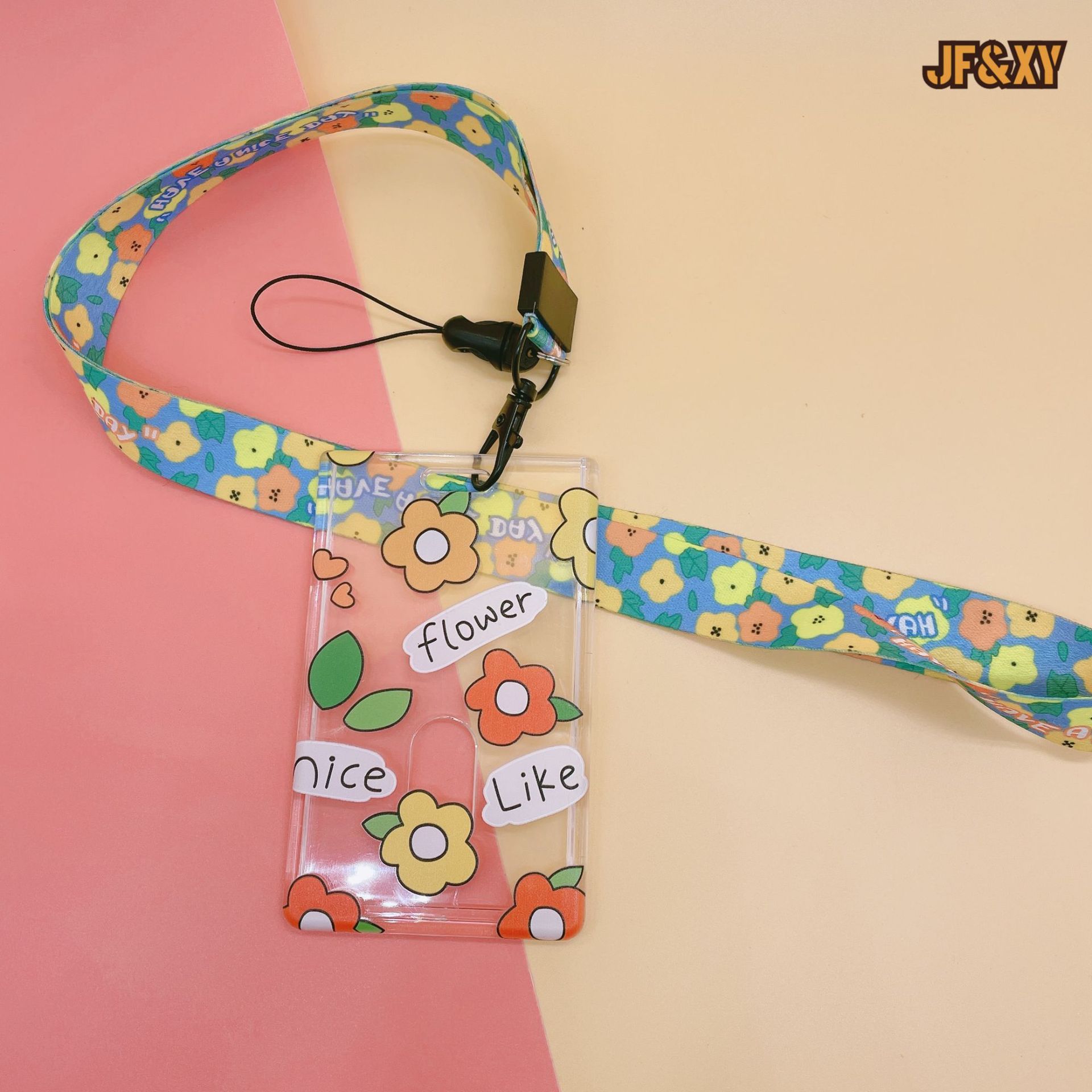 创意小清新卡通卡套学生卡套亚克力透明胸牌挂绳公交卡校卡