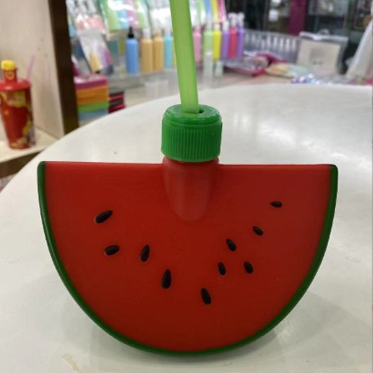 Creative Cartoon Fruit Watermelon Cup Large-Capacity Water Cup Children's Modeling Juice Cup with Straw Milk Tea Drink Plastic Cup