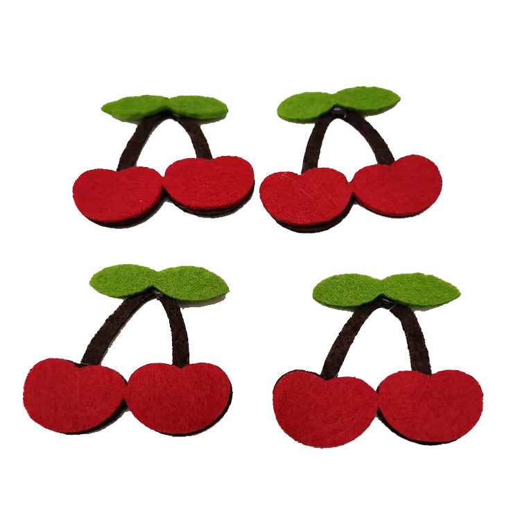 无纺布花 毛毡布樱桃 头饰配件不织布水果 diy幼教装饰 厂家供应